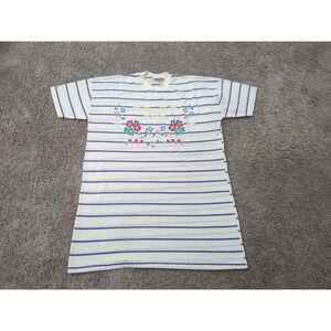 Jump Vintage Nightgown Womens XL White Purple Striped Floral Lace Good‎ T-Shirt